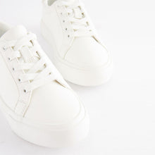 Load image into Gallery viewer, White Lace Up Smart Trainers