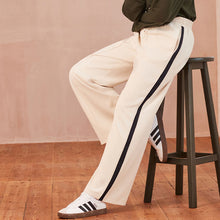 Load image into Gallery viewer, Ecru Cream/Navy Blue Side Stripe Wide Leg Trousers