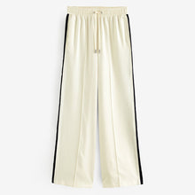 Load image into Gallery viewer, Ecru Cream/Navy Blue Side Stripe Wide Leg Trousers