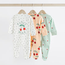 Load image into Gallery viewer, White Ground Two Way Zip Baby Sleespuits 3 Pack (0mths-18mt)