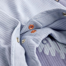 Load image into Gallery viewer, Blue Dinosaur Footed Baby Sleepsuits 3 Pack (0mths-1-5-2yrs)