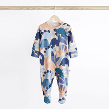 Load image into Gallery viewer, Blue Dinosaur Footed Baby Sleepsuits 3 Pack (0mths-1-5-2yrs)