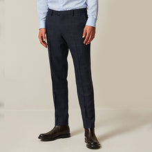 Load image into Gallery viewer, Navy Blue Prince of Wales Tailored fit Check Suit: Trousers