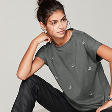 Load image into Gallery viewer, Grey Short Sleeve Gem Diamanté T-Shirt