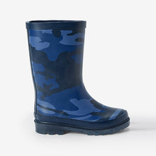 Load image into Gallery viewer, Navy Camouflage Rubber Wellies (Older Boys)