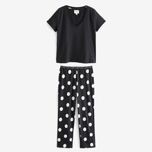 Load image into Gallery viewer, Monochrome Spot Short Sleeve 100% Cotton Pyjamas