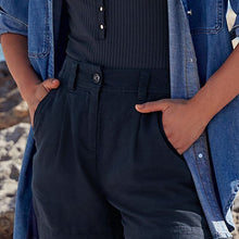 Load image into Gallery viewer, Navy Blue Linen Blend Boy Shorts