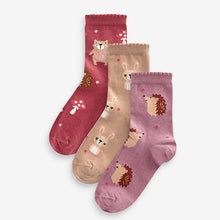Load image into Gallery viewer, Pink Cotton Rich Character Ankle Socks 3 Pack