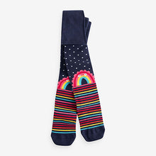 Load image into Gallery viewer, Navy Blue Cotton Rich Rainbow Tights