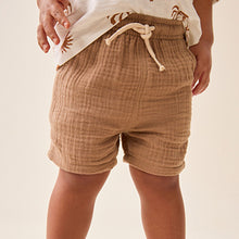Load image into Gallery viewer, Tan Brown Soft Textured Cotton Shorts