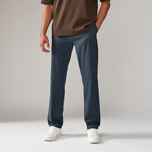 Load image into Gallery viewer, Blue Grey Mid Straight Fit Stretch Chinos Trousers