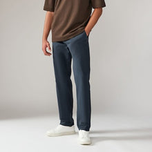 Load image into Gallery viewer, Blue Grey Mid Straight Fit Stretch Chinos Trousers