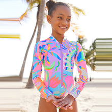 Load image into Gallery viewer, Multi Bright Unicorn Long Sleeved Swimsuit (3-12yrs)