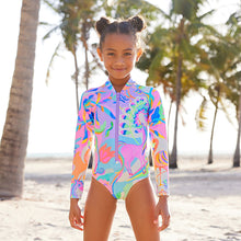 Load image into Gallery viewer, Multi Bright Unicorn Long Sleeved Swimsuit (3-12yrs)