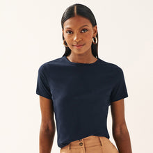 Load image into Gallery viewer, Navy Blue The Everyday Crew Neck Cotton Rich Short Sleeve T-Shirt