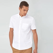 Load image into Gallery viewer, White Regular Fit Short Sleeve Oxford Shirt