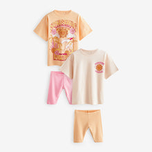 Load image into Gallery viewer, Cream/ Yellow/ Pink 100% Cotton Short Pyjamas 2 Pack