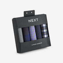 Load image into Gallery viewer, Navy Blue Printed 100% Cotton Handkerchiefs 5 Pack