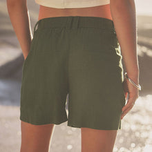 Load image into Gallery viewer, Khaki Green Linen Blend Boy Shorts