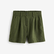 Load image into Gallery viewer, Khaki Green Linen Blend Boy Shorts