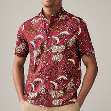 Load image into Gallery viewer, Red Printed Floral Short Sleeve Shirt