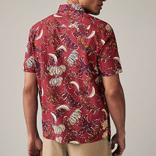 Load image into Gallery viewer, Red Printed Floral Short Sleeve Shirt