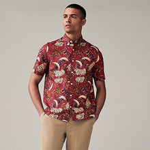 Load image into Gallery viewer, Red Printed Floral Short Sleeve Shirt