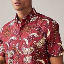 Load image into Gallery viewer, Red Printed Floral Short Sleeve Shirt