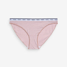 Load image into Gallery viewer, Pink/Blue Stripe Hight Leg Cotton Rich Logo Knickers 4 Pack