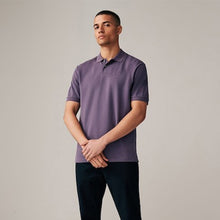 Load image into Gallery viewer, Purple Regular Fit Short Sleeve Pique Polo Shirt