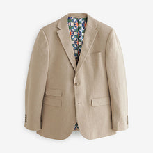 Load image into Gallery viewer, Stone Linen Blend Tailored Fit Suit Jacket