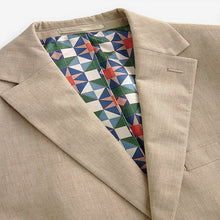 Load image into Gallery viewer, Stone Linen Blend Tailored Fit Suit Jacket