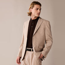 Load image into Gallery viewer, Stone Linen Blend Tailored Fit Suit Jacket