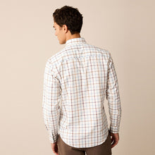 Load image into Gallery viewer, Ecru White/Blue Tattersall Easy Iron Button Down Oxford Shirt