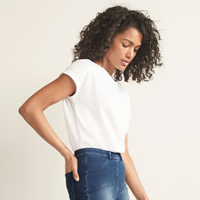 Load image into Gallery viewer, White Round Neck Cap Sleeve 100% Cotton T-Shirt