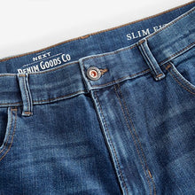 Load image into Gallery viewer, Blue Mid Slim Fit Authentic Stretch Denim Jeans