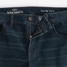 Load image into Gallery viewer, Blue Dark Washed Single Slim Fit Classic Stretch Jeans