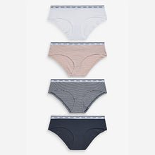 Load image into Gallery viewer, Pink /Blue Stripe Short Cotton Rich Logo Knickers 4 Pack