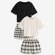 Load image into Gallery viewer, Black/White Woven Check Pyjamas 2 Pack