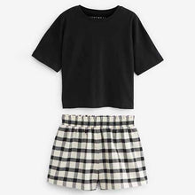 Load image into Gallery viewer, Black/White Woven Check Pyjamas 2 Pack