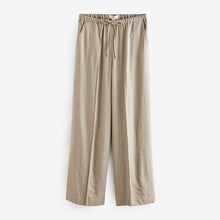 Load image into Gallery viewer, Mink Brown Rochelle Humes Striped Linen Super Wide Leg Trousers