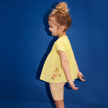 Load image into Gallery viewer, Lime Green Short Sleeve Embroidered Blouse and Cycle Shorts Set