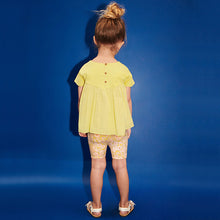 Load image into Gallery viewer, Lime Green Short Sleeve Embroidered Blouse and Cycle Shorts Set