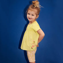 Load image into Gallery viewer, Lime Green Short Sleeve Embroidered Blouse and Cycle Shorts Set