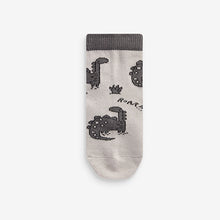 Load image into Gallery viewer, Black/Grey Dinosaur Cotton Rich Socks 7 Pack