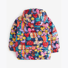 Load image into Gallery viewer, Navy Blue Character Shower Resistant Printed Padded Coat (3mths-6yrs)