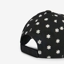 Load image into Gallery viewer, Black Daisy Embroidered Embroidered Cap (1-12yrs)