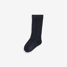 Load image into Gallery viewer, Blue Baby Knee Length Socks 3 Pack (0mths-2yrs)