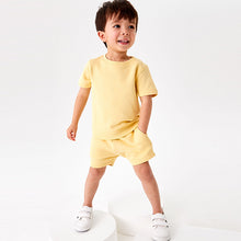 Load image into Gallery viewer, Yellow Plain Sweat T-Shirt And Shorts Set (3mths-6yrs)