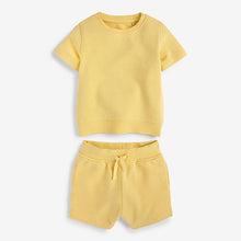 Load image into Gallery viewer, Yellow Plain Sweat T-Shirt And Shorts Set (3mths-6yrs)